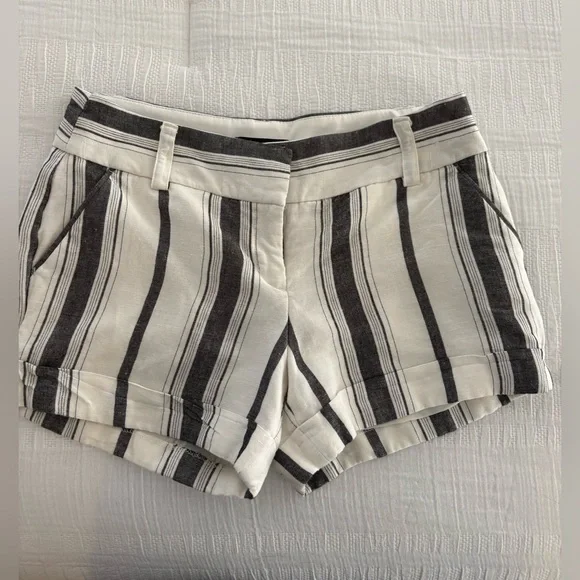 Express Black and White Striped Women's Shorts - Picture 1 of 4